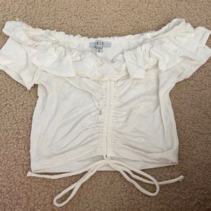 white off the shoulder tank top